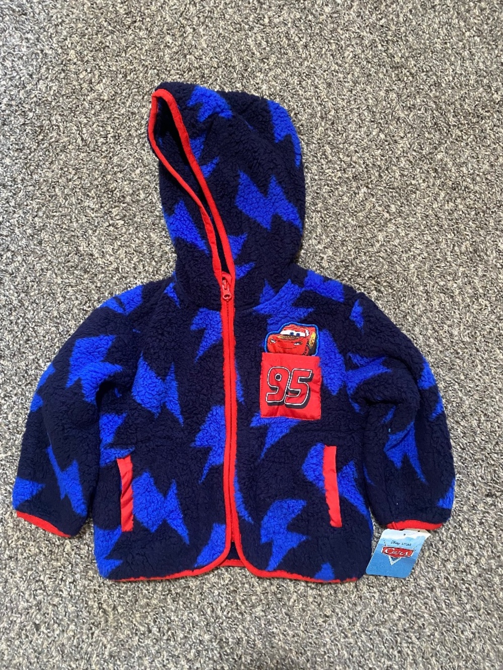Lightening McQueen Toddler Boy Faux- Shearling Zip Jacket with Hood
